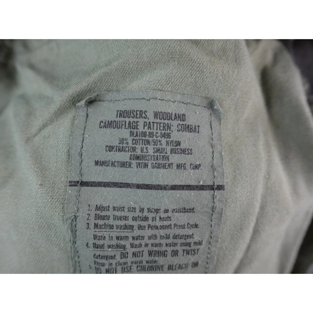 Vintage Woodland Camo Cargo Pants Military‎ Style Utility Trousers Med Regular